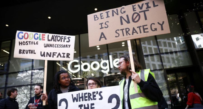 Google workers in London protest over job cuts
