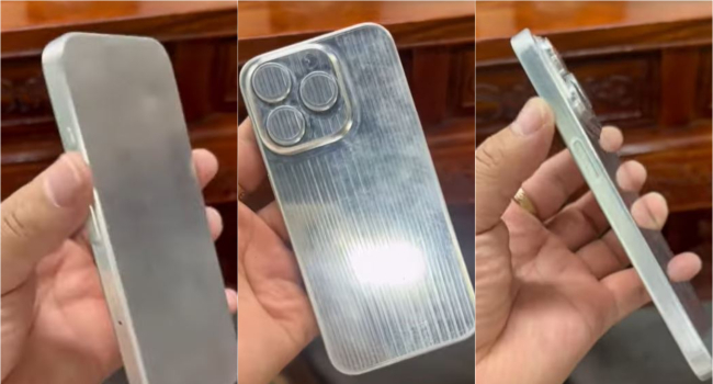 A mockup of new iPhone 15 Pro design shown on video for the first time