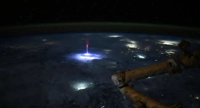 Astronaut aboard ISS captures rare phenomenon — a giant sprite above a thunderstorm