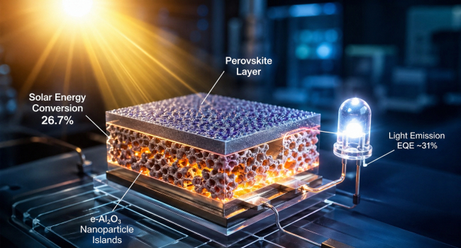 Perovskite-based Device Sets Records as Both Solar Cell and LED