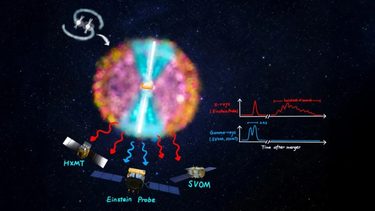 Einstein Probe telescope detects hidden phase of neutron star collision