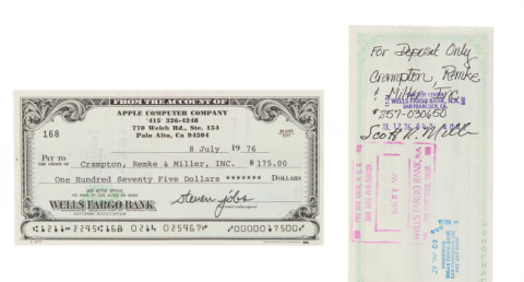 A check signed by Steve Jobs fetches nearly $107,000 at auction