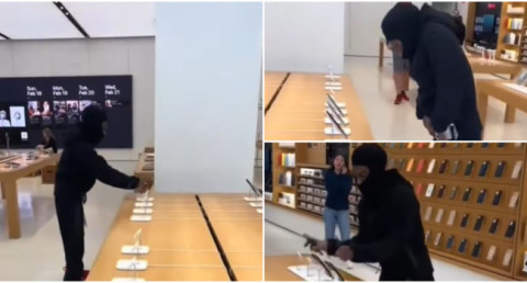 Мужчина среди бела дня вошел в магазин Apple и украл 49 iPhone: Его никто не остановил (видео)