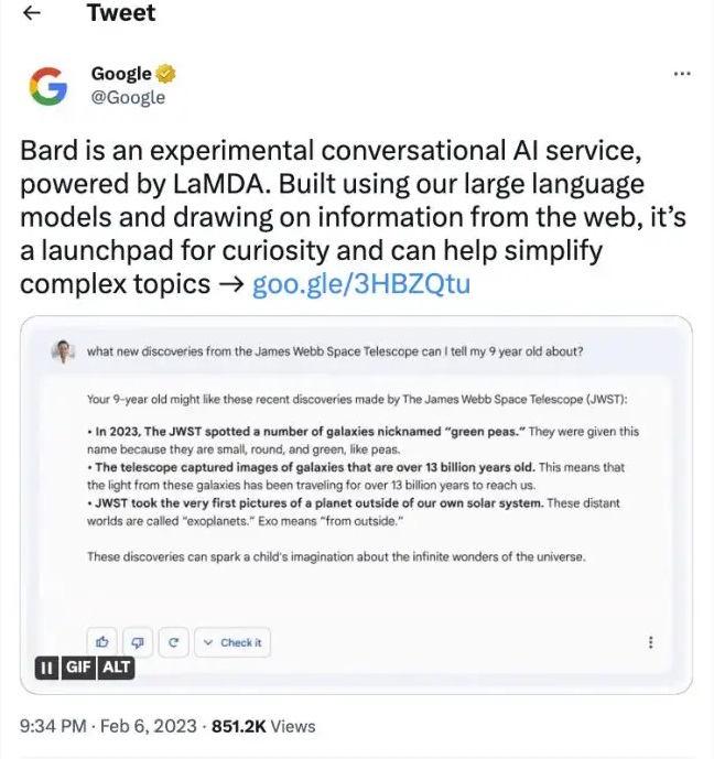 Mistake that cost Google $100bn: Bard chatbot makes factual error on first demo | NEWS.am TECH - Innovations and science
