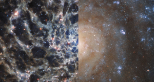 Телескоп Джеймс Уэбб показал скрытые структуры галактики IC 5332, которые невозможно было разглядеть через Хаббл