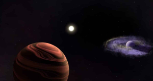 Young exoplanets YSES-1: Silicate clouds and the formation of moons