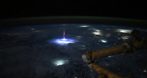Astronaut aboard ISS captures rare phenomenon — a giant sprite above a thunderstorm