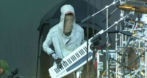 Humanoid robot keyboardist Adam performs at VOYAGEX music festival in China